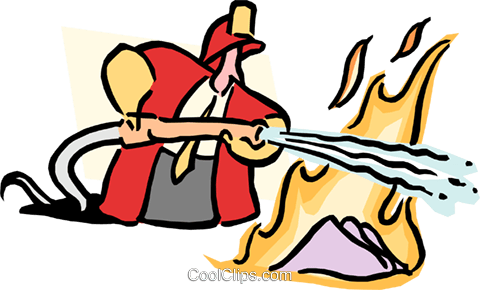 Putting Out The Fire Royalty Free Vector Clip Art Illustration - Putting Out The Fire Royalty Free Vector Clip Art Illustration (480x290)