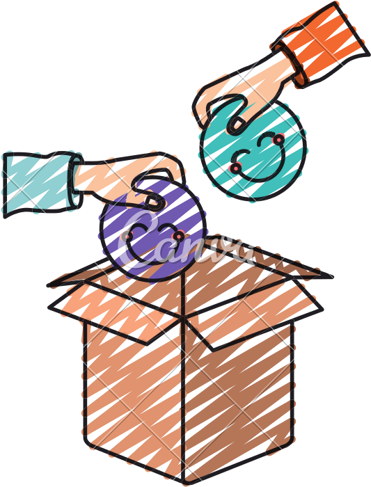 Hands Putting Happy Faces In Box - Hands Putting Happy Faces In Box (800x800)