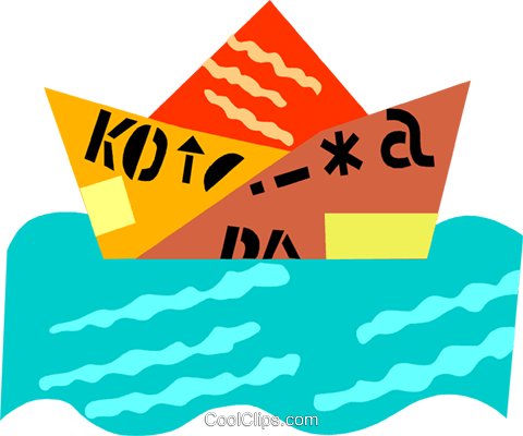 Paper Boat Royalty Free Vector Clip Art Illustration - Paper Boat Royalty Free Vector Clip Art Illustration (480x400)