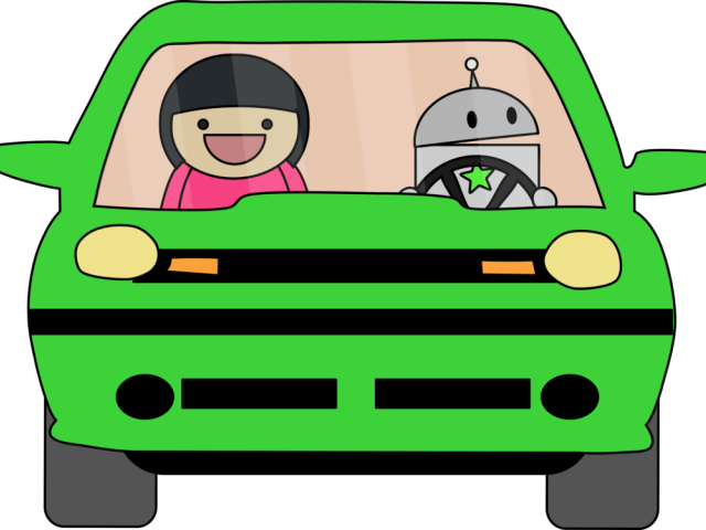Taxi Driver Clipart Auto Driver - Robot Driving A Car (640x480)