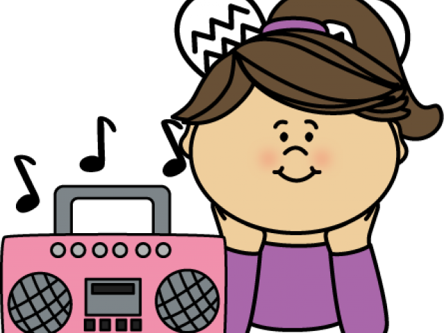 Girl Listening To Music Clipart (640x480)