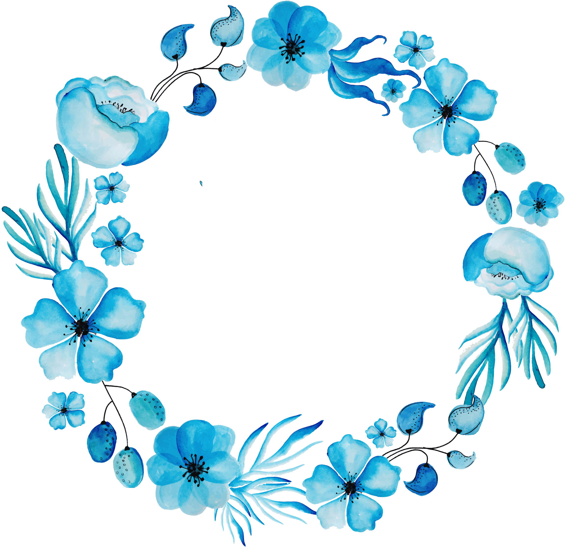 Рамка Из Цветов Png 1 Скачать Клипарт Бесплатно Clipart - Blue Flower Wreath Png (2318x2228)