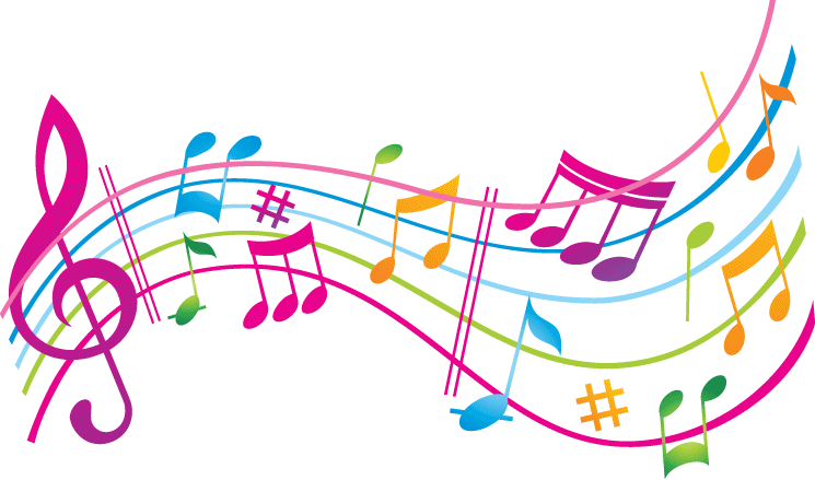 Colorful Music Note Transparent Background (745x439)