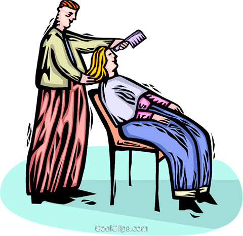 Woman Getting Her Hair Done Royalty Free Vector Clip - Illustration (480x465)