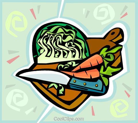 Vegetables On A Cutting Board Royalty Free Vector Clip - Food (480x430)