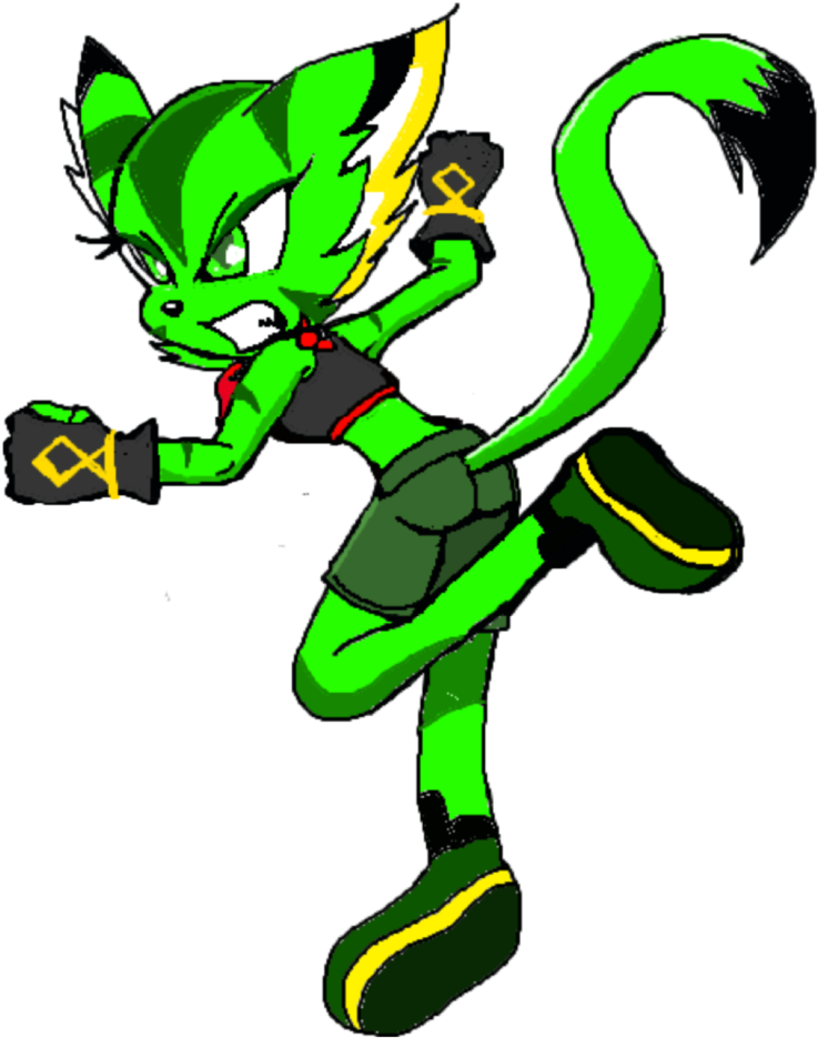 Green Clipart Wildcat - Cartoon (1024x1024)