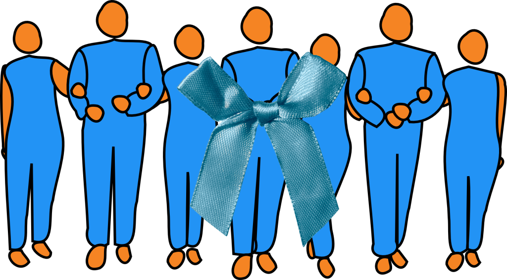 Men Tied Together With A Bow - Cartoon People Linking Arms (1024x566)