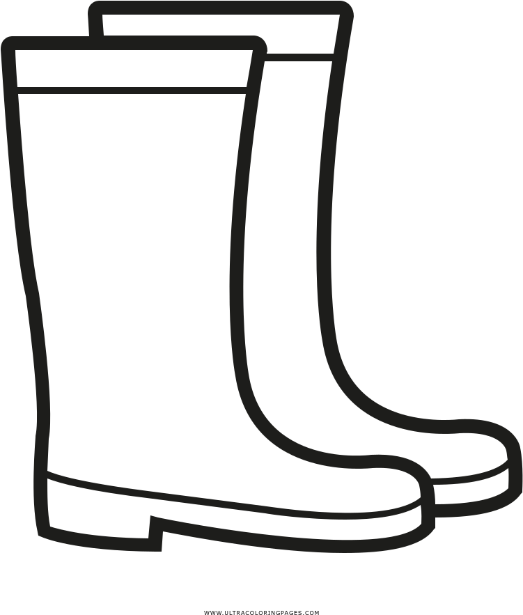 Rain Boots Coloring Page - Rainboots Clipart Black And White (1000x1000) .