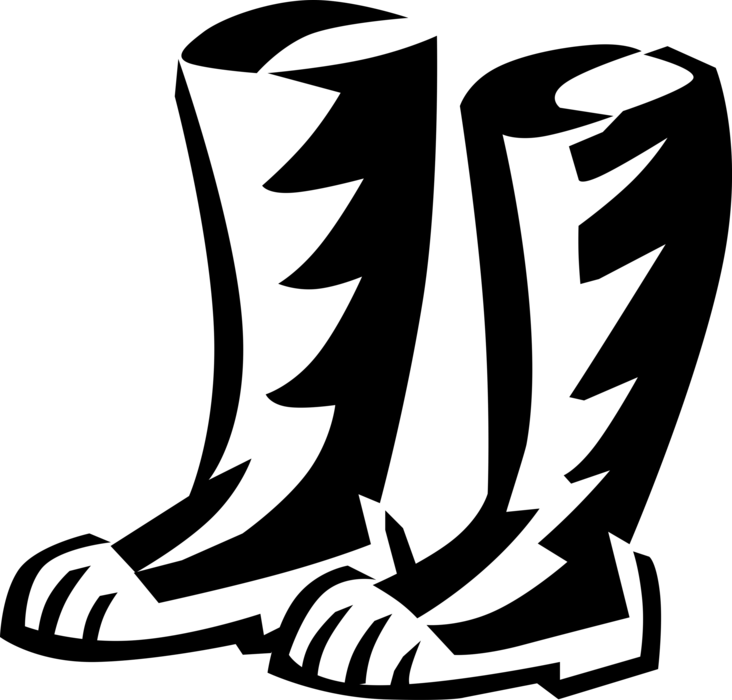 Vector Illustration Of Waterproof Rubber Boots Footwear - Illustration (732x700)