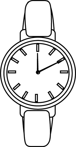 Watch Clipart Black And White - 10 O Clock Drawing (259x500)