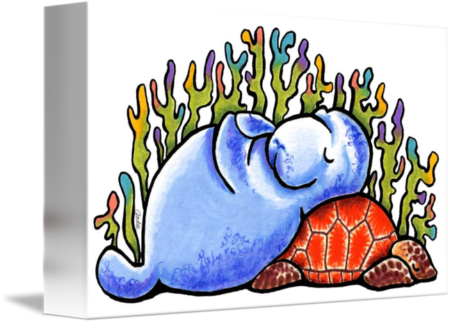 Sea Turtle & Manatee By Off-leash Art™ - Sea Turtle (650x464)