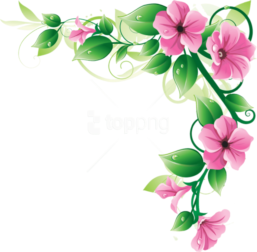 Flowers Borders Png Free Images Toppng - Flower Corner Border Png (850x835)
