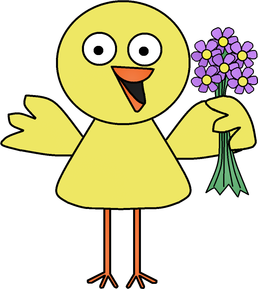 Spring Birds And Flowers Clip Art - Clip Art (1086x1254)