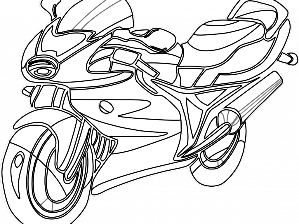 Download Motorcycle Coloring Pages - Colouring Page Motorcycle Clipart Black And White (1024x768)