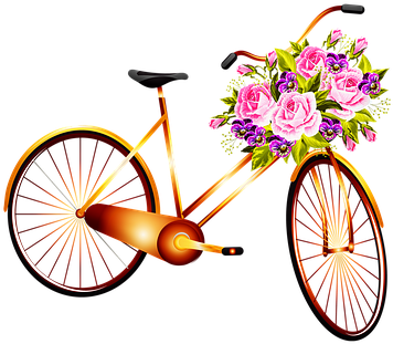 Bicycle, Basket With Flowers - Bicycle Vintage Background (391x340)