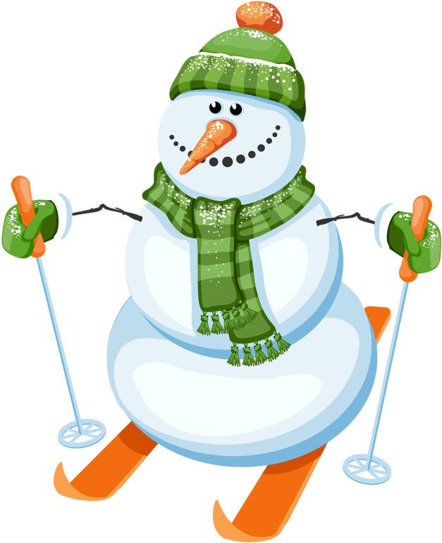 Winter Clipartwinter - Boneco De Neve Esquiando Png (692x800)