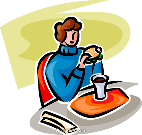 Woman Eating A Hamburger Royalty Free Vector Clip Art - Cartoon (480x455)