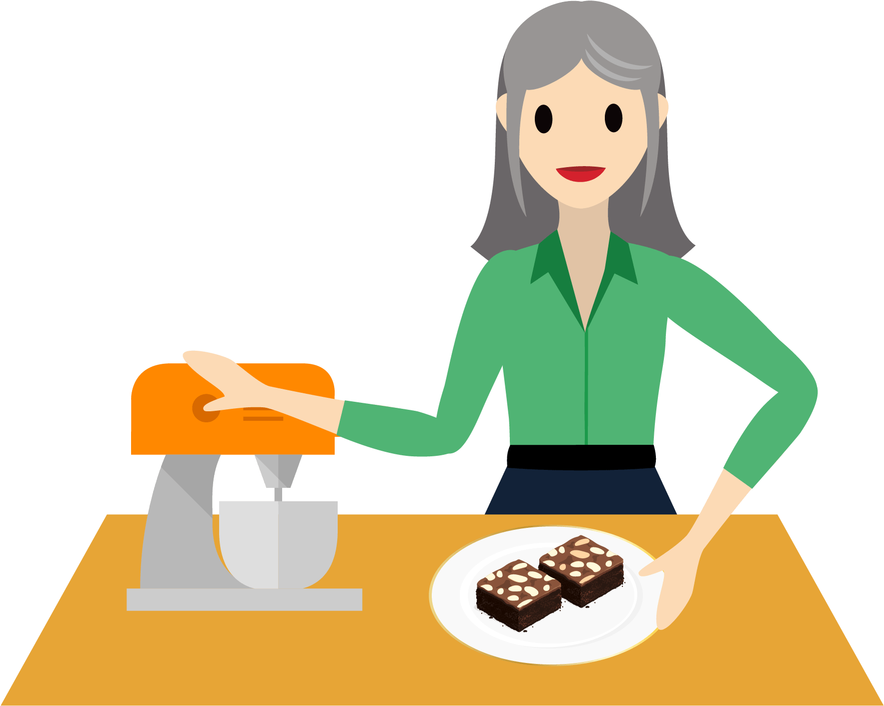 A Woman Standing At A Counter With An Electric Mixer, - Cartoon (2000x1624)