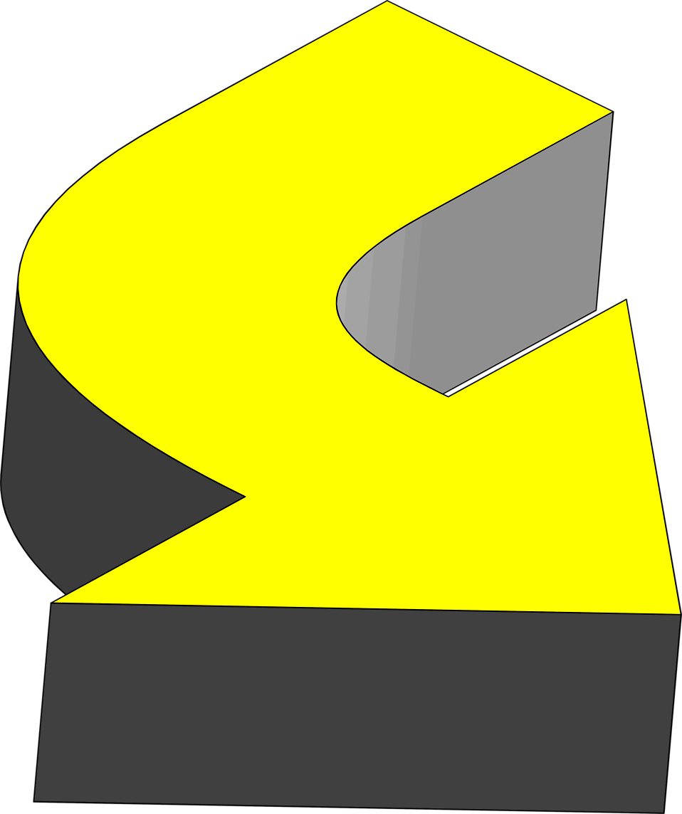 Red Arrow Curve Clip Art At Clker - 3d Yellow Arrow (958x1144)