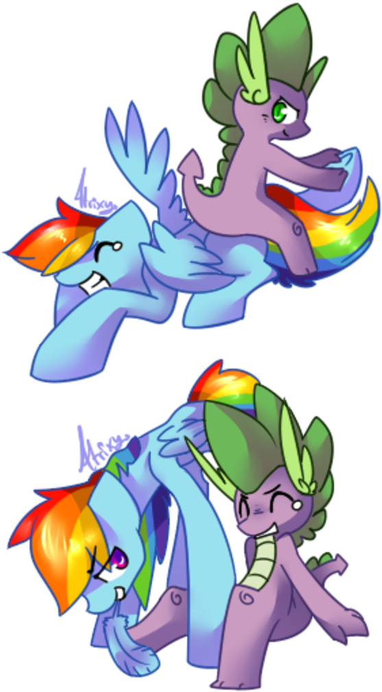 My Little Pony - Rainbow Dash Tickles Spike (600x1091)
