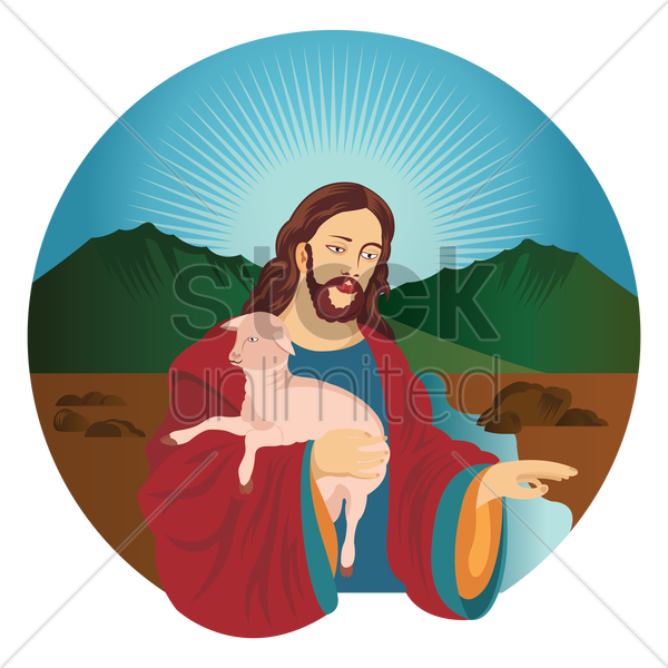 Jesus With Lamb Cartoon (600x600)