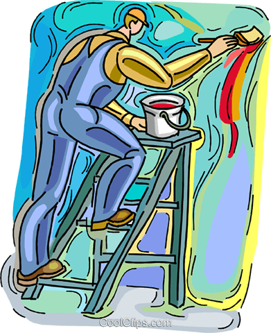 Construction Worker Painting Royalty Free Vector Clip - Construction Worker Painting Royalty Free Vector Clip (391x480)