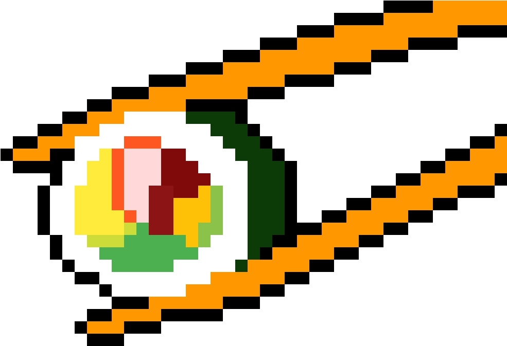 Sushi, With Chopsticks - Spoon Pixel Art (1200x768)