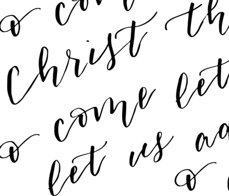 Let Us Adore Him Black Fabric By Prettybeautifuldesign - Calligraphy (470x403)