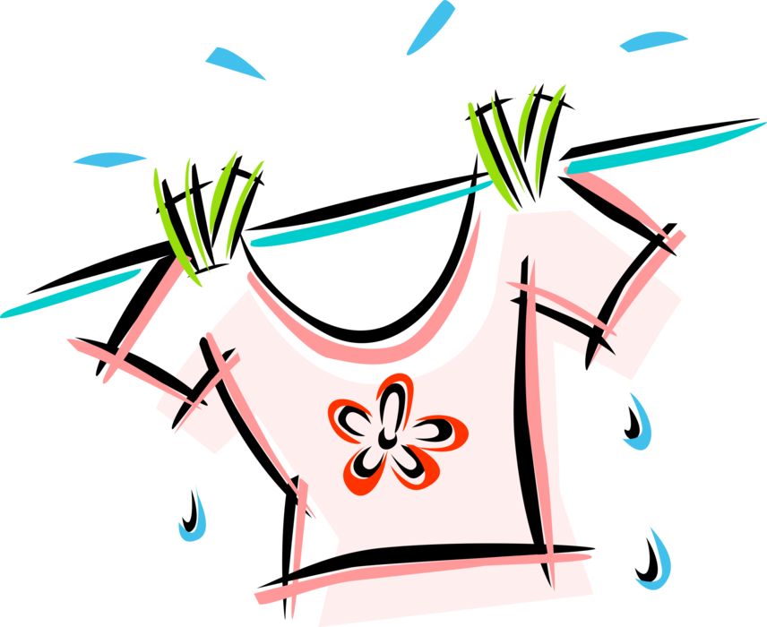 Vector Illustration Of Laundry Hanging On Clothesline - Vector Illustration Of Laundry Hanging On Clothesline (856x700)