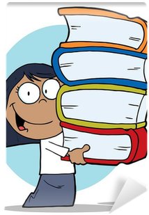 African American School Girl Carrying A Stack Of Books - Books Clip Art (400x400)