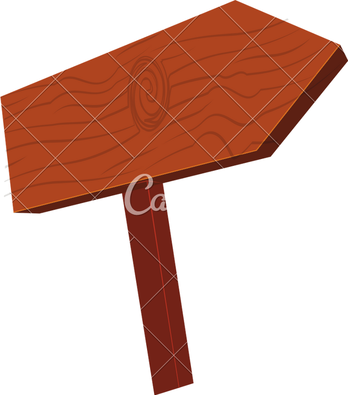Blank Wooden Road Sign - Illustration (705x800)