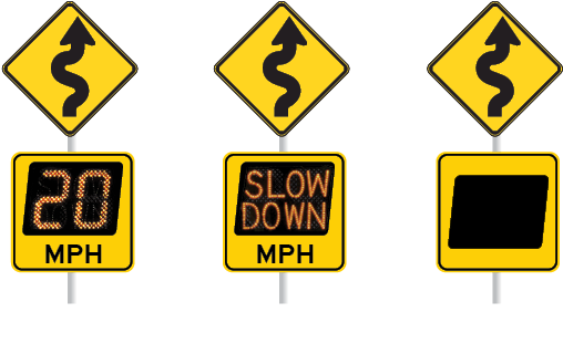 3 Roadway Signs Display Digital Advisory Messages - Traffic Sign (550x355)