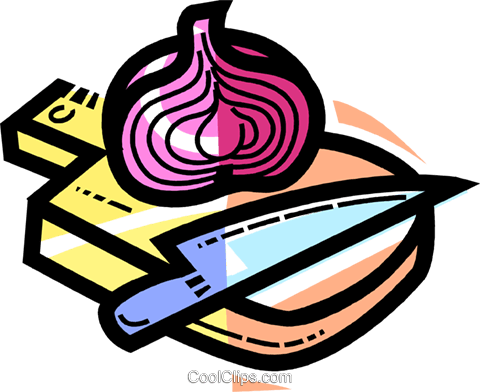 Onion On A Cutting Board Royalty Free Vector Clip Art - Cebola Vetor Png (480x392)