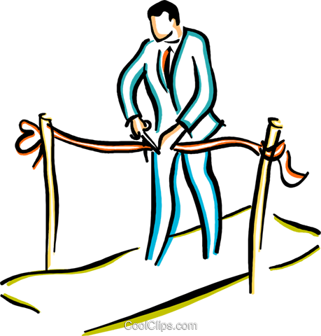 Man Cutting A Ribbon Royalty Free Vector Clip Art Illustration - Man Cutting Ribbon Clipart (459x480)