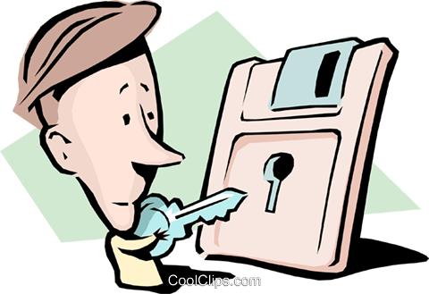 Cartoon Man With Key And Diskette Royalty Free Vector - Cartoon Man With Key And Diskette Royalty Free Vector (480x329)