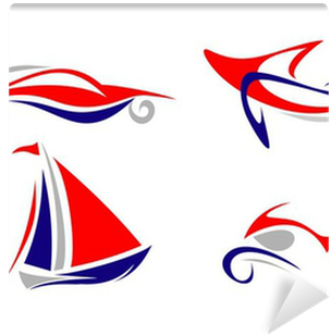Airplane, Yacht, Car, Motorcycle - Barco Azul Y Rojo (400x400)