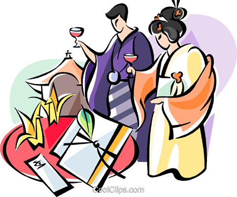 Japanese Wedding Ceremony Royalty Vector Clip Art - Japanese Wedding Art Png (480x400)