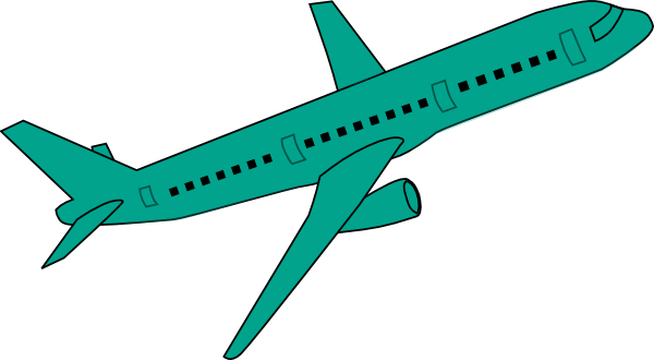 Teal Plane Clipart (600x330)
