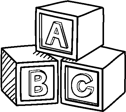 Educational Cubes Abc Coloring Page - Drawing (600x470)