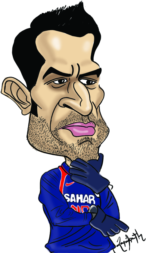 Batsmen Clipart Ms Dhoni - Indian Cricketers Cartoon (690x919)
