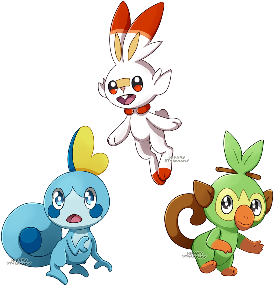 Galar Starters By Hikary-starrysky - Cartoon (875x913)