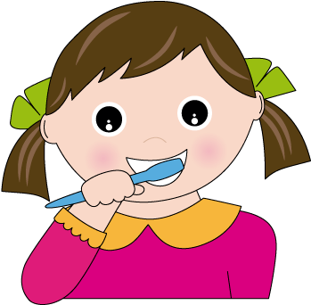 Cepillarse - - Diş Fırçalayan Bir Kız Resmi Karikatür (400x400)