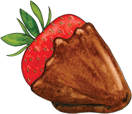 Gourmet Candy Popcorn Gelato - Chocolate Covered Strawberries Drawing (566x392)
