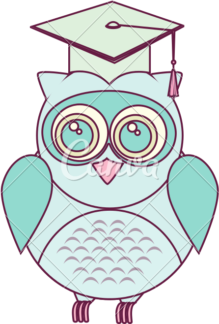 Owl With Graduation Hat - Cartoon (800x800)