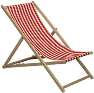 Adjustable Wooden Deckchair - Beach Chair Red And White (400x400)