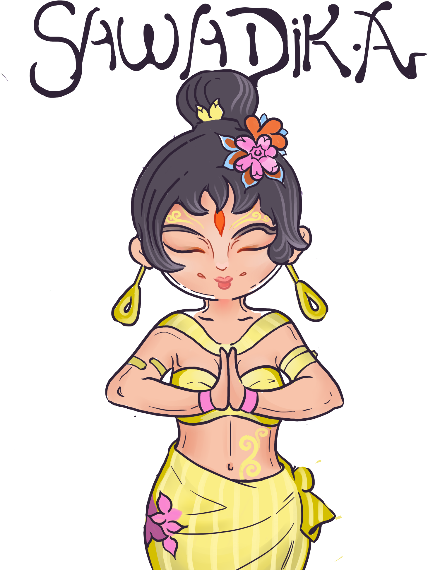 Hand Drawn Illustration Thai Girl Png And Psd - Illustration (2000x2000)
