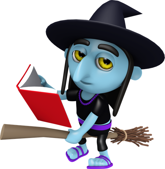 3d Funny Cartoon Halloween Witch Flying On A Broomstick - Bruxa Desenho 3d (538x550)