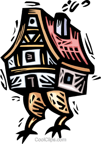 House With Turkey Legs Royalty Free Vector Clip Art - House With Turkey Legs Royalty Free Vector Clip Art (338x480)