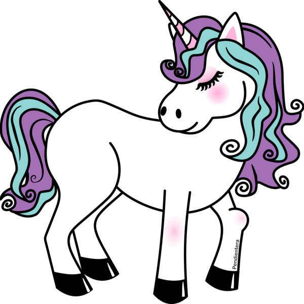 Unicornio Kawaii Fitted Women T-shirt - Kawaii Unicorn Sticker (600x600)