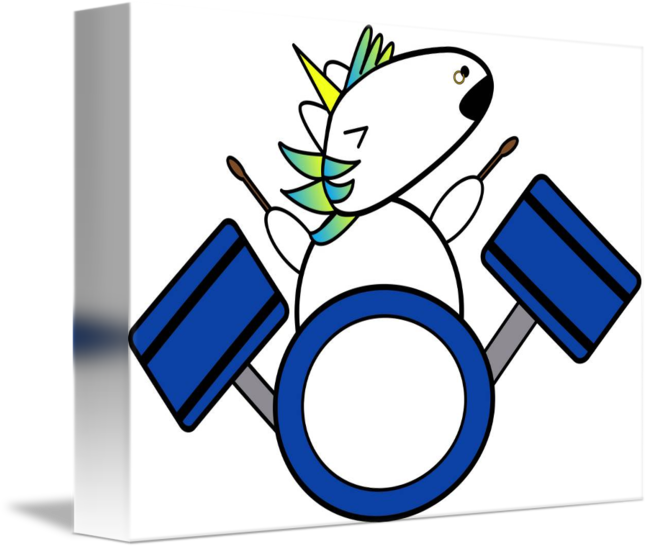 Unicorn Kawaii Punk Drummer By Valerie Waters - Unicorn Playing The Drums (650x549)